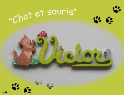 05 lettres - Prénom bois Chat et Souris