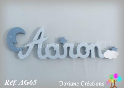 Prénom lettres en bois Aaron