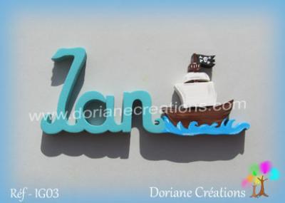 Prénom lettres bois bateau pirate