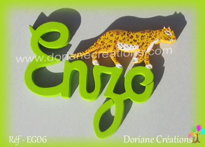 Prenom lettres bois enzo leopard