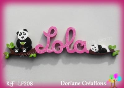 Prenom lettres bois lola avec pandas