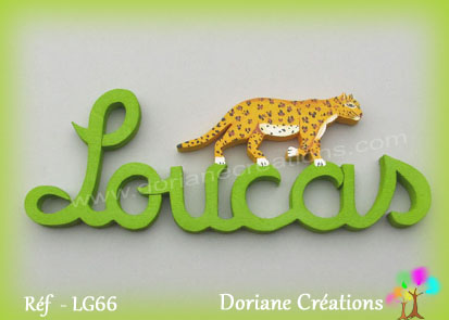 Prenom lettres bois loucas leopard
