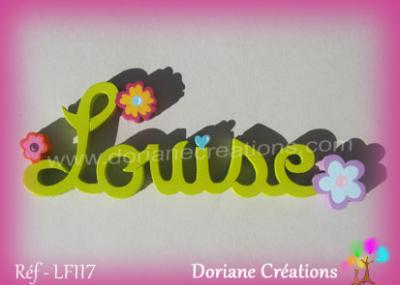 Prénom lettres bois décor fleurs fantaisies multicolores