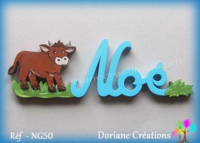 Prenom lettres bois noe vache