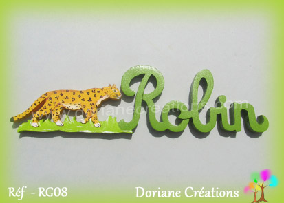 Prenom lettres bois robin leopard