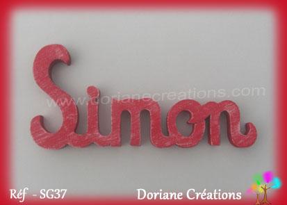 Prenom lettres bois simon rouge