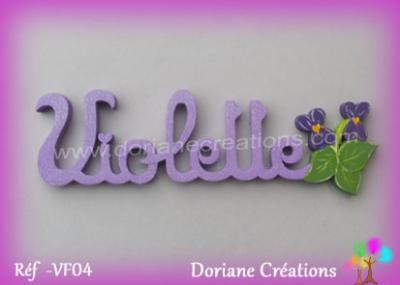 Prénom lettres bois décor violettes