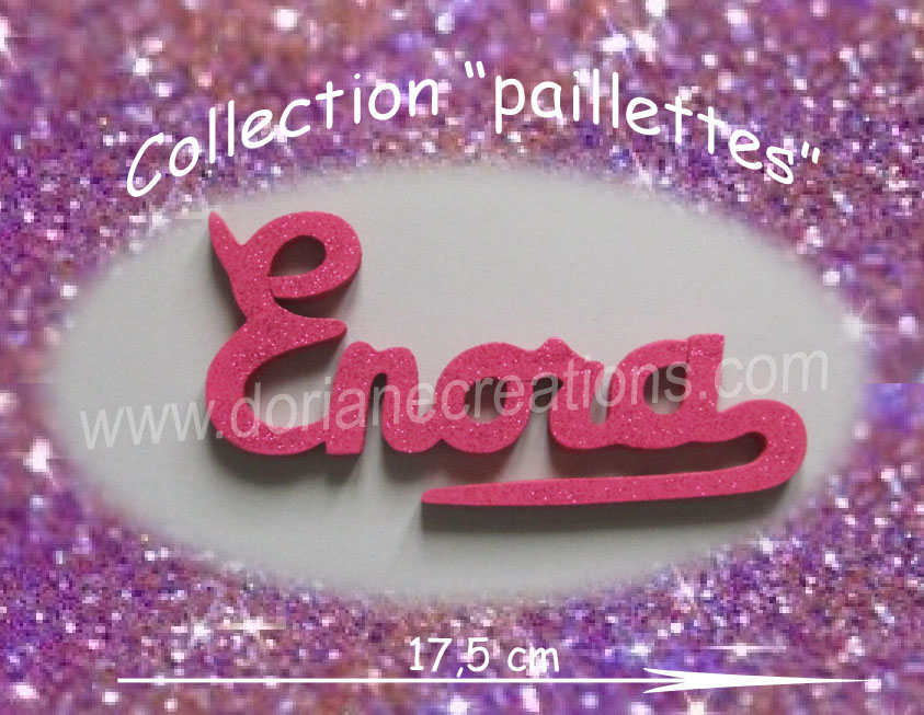 Prenom en bois enora avec paillettes