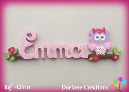 Prenombois lettres emma chouette