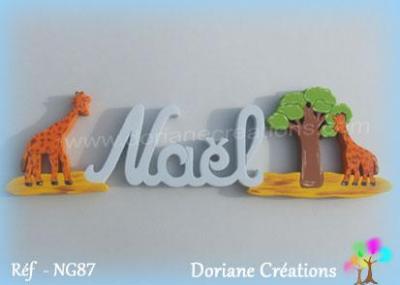 04 lettres - Prénom en bois décor girafes