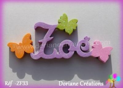 Prénom lettres en bois Zoé papillons